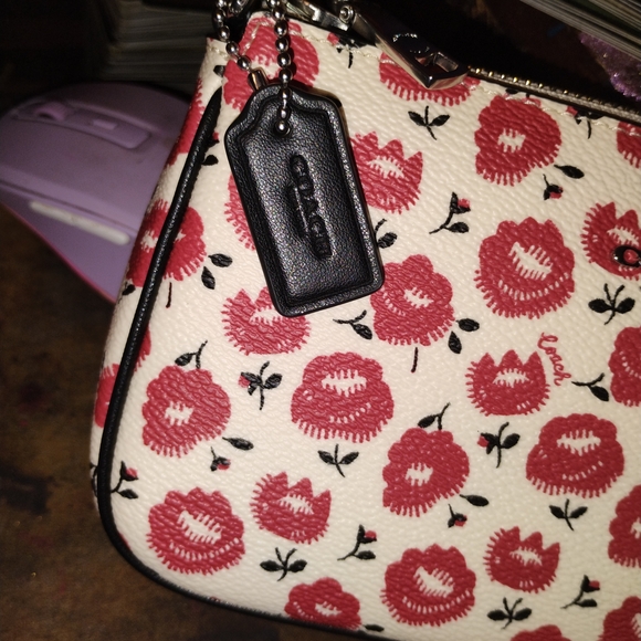 Coach White and Red Floral Wristlet - Picture 4 of 5